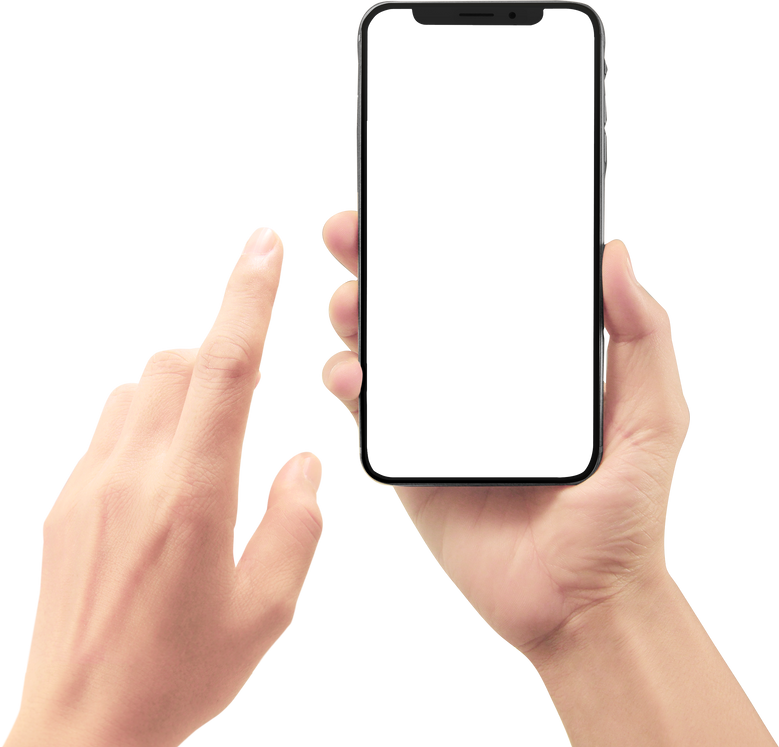 Hand holding new smartphone . Smartphone  png